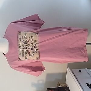 Vintage anvil pink large cross stitch design shirt